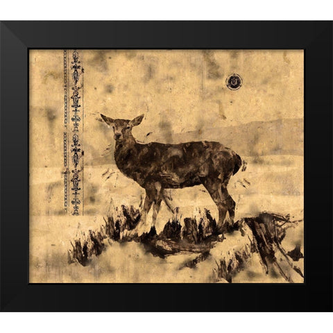 Deer Black Modern Wood Framed Art Print by Wiley, Marta