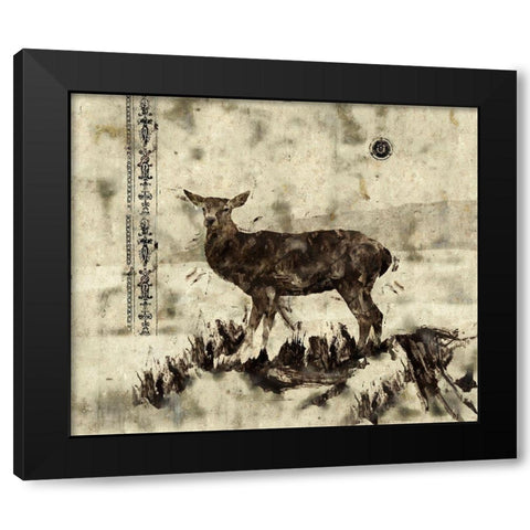 Deer- Beige Black Modern Wood Framed Art Print by Wiley, Marta