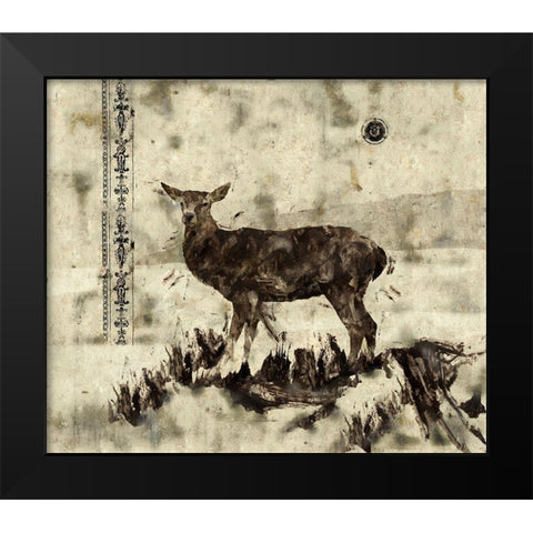 Deer- Beige Black Modern Wood Framed Art Print by Wiley, Marta