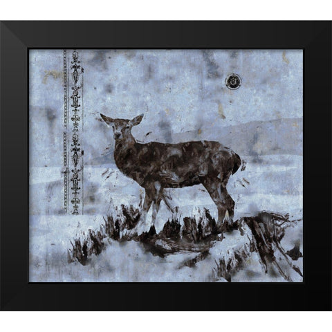 Deer-Blue Black Modern Wood Framed Art Print by Wiley, Marta
