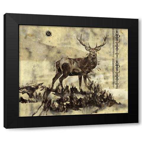 Stag I- Dark Black Modern Wood Framed Art Print with Double Matting by Wiley, Marta