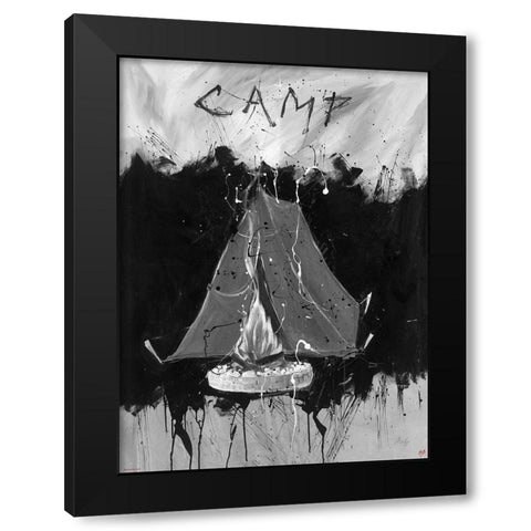 Camping BandW Black Modern Wood Framed Art Print by Wiley, Marta