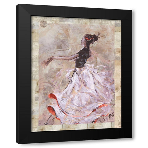 Dancer On Linen Red Trim Black Modern Wood Framed Art Print with Double Matting by Wiley, Marta