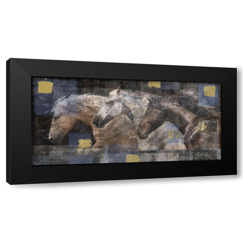 Horse Print Silkscreen Black Modern Wood Framed Art Print with Double Matting by Wiley, Marta
