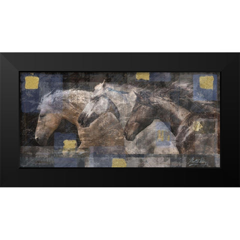 Horse Print Silkscreen Black Modern Wood Framed Art Print by Wiley, Marta