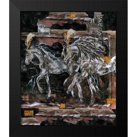 Prancer Close Up Black Modern Wood Framed Art Print by Wiley, Marta