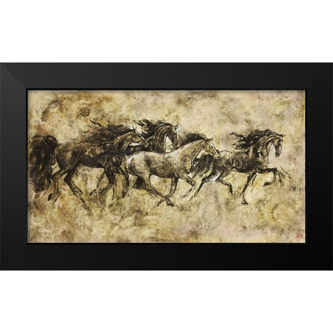 Horses Running I Black Modern Wood Framed Art Print by Wiley, Marta