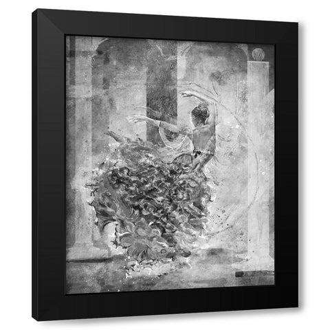Temple Dancer BAndW Black Modern Wood Framed Art Print with Double Matting by Figurative
