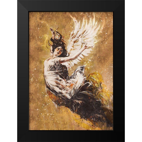 Falling Angel V Black Modern Wood Framed Art Print by Wiley, Marta