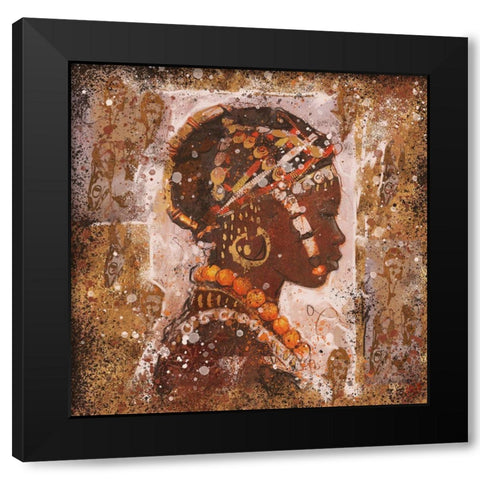 African Portrait II Black Modern Wood Framed Art Print by Wiley, Marta