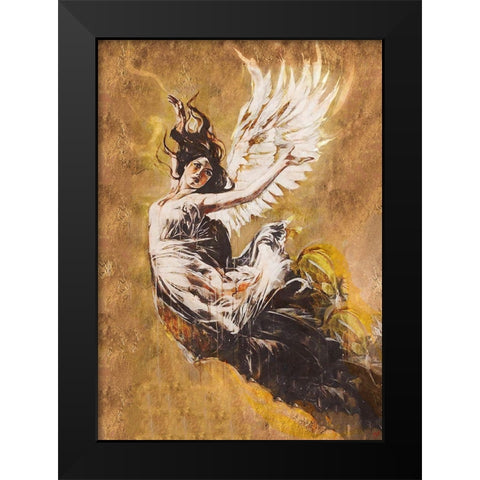 Falling Angel III Black Modern Wood Framed Art Print by Wiley, Marta