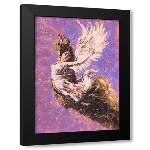 Pink Angel Falling I Black Modern Wood Framed Art Print with Double Matting by Wiley, Marta