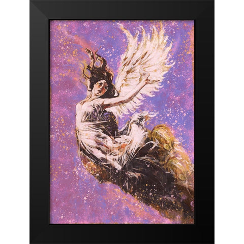 Pink Angel Falling I Black Modern Wood Framed Art Print by Wiley, Marta