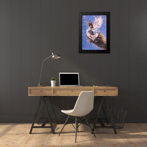 Blue Angel Falling I Black Modern Wood Framed Art Print by Wiley, Marta