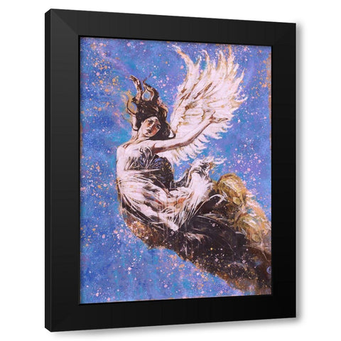 Blue Angel Falling I Black Modern Wood Framed Art Print with Double Matting by Wiley, Marta