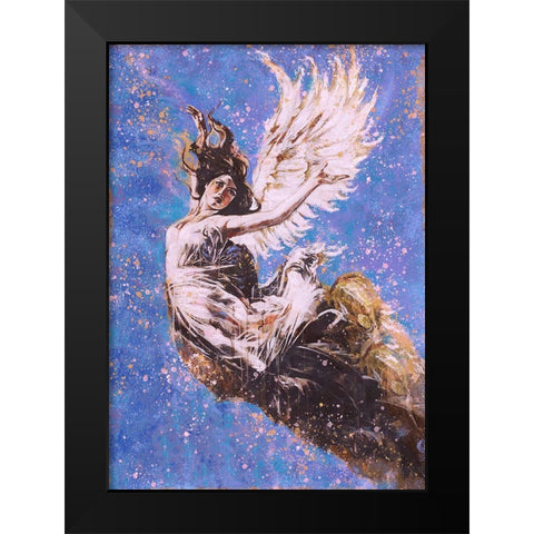 Blue Angel Falling I Black Modern Wood Framed Art Print by Wiley, Marta