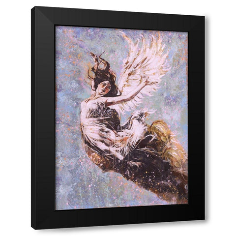 Blue Angel Falling II Black Modern Wood Framed Art Print with Double Matting by Wiley, Marta