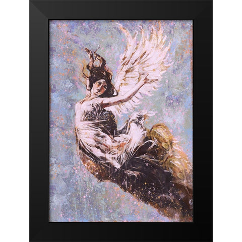 Blue Angel Falling II Black Modern Wood Framed Art Print by Wiley, Marta