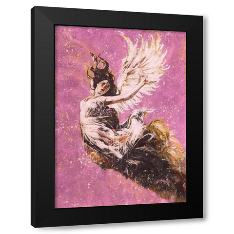 Pink Angel Falling II Black Modern Wood Framed Art Print with Double Matting by Wiley, Marta