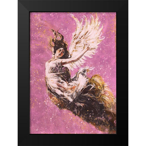 Pink Angel Falling II Black Modern Wood Framed Art Print by Wiley, Marta