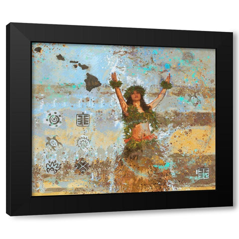 Blue Sun Salutation Black Modern Wood Framed Art Print with Double Matting by Wiley, Marta