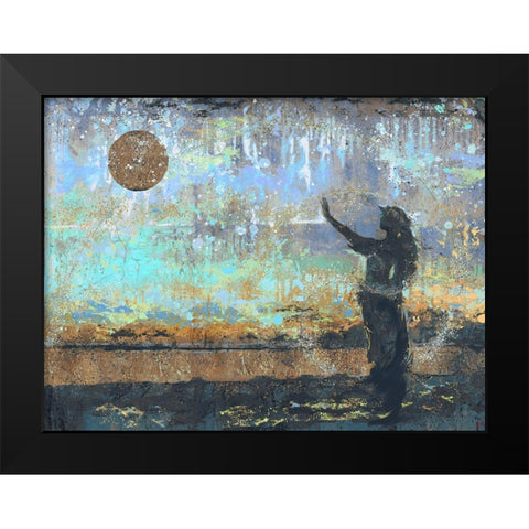 Sun Salutation Blue Black Modern Wood Framed Art Print by Wiley, Marta