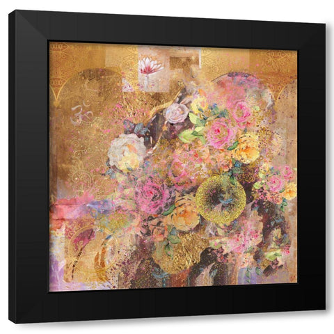 Floral Abstract Black Modern Wood Framed Art Print with Double Matting by Wiley, Marta
