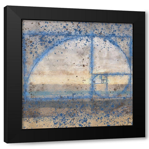 Fibonacci Shell Blue Black Modern Wood Framed Art Print with Double Matting by Wiley, Marta