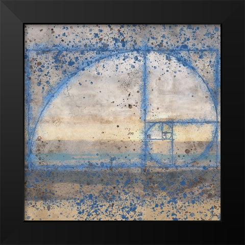Fibonacci Shell Blue Black Modern Wood Framed Art Print by Wiley, Marta