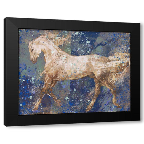 Fibonacci Blue Horse Black Modern Wood Framed Art Print with Double Matting by Wiley, Marta