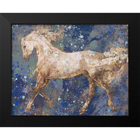 Fibonacci Blue Horse Black Modern Wood Framed Art Print by Wiley, Marta