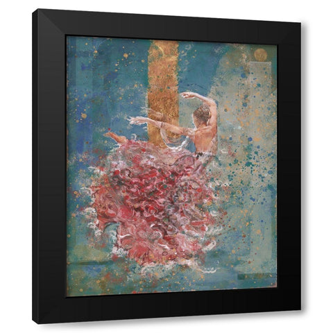 Temple Dancer blue Black Modern Wood Framed Art Print with Double Matting by Wiley, Marta
