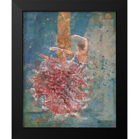Temple Dancer blue Black Modern Wood Framed Art Print by Wiley, Marta