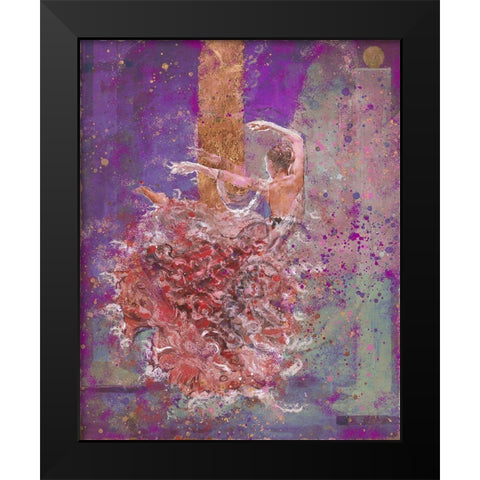 Temple dancer purple pink Black Modern Wood Framed Art Print by Wiley, Marta