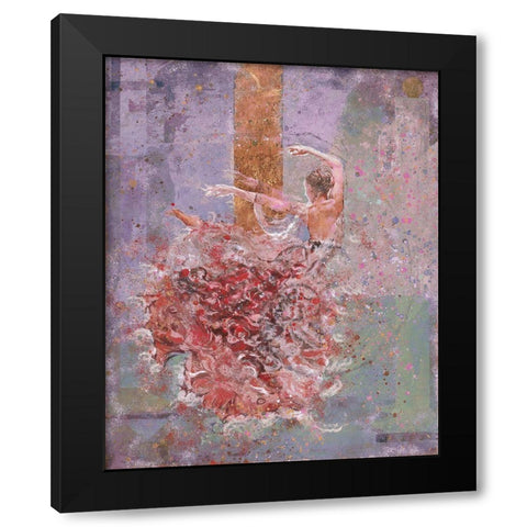 Temple dancer pink Black Modern Wood Framed Art Print by Wiley, Marta