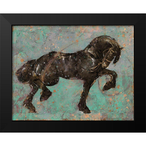 Fibonaccihorse green horse II Black Modern Wood Framed Art Print by Wiley, Marta