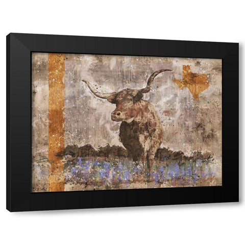 Long horn beige Black Modern Wood Framed Art Print with Double Matting by Wiley, Marta