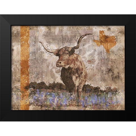 Long horn beige Black Modern Wood Framed Art Print by Wiley, Marta