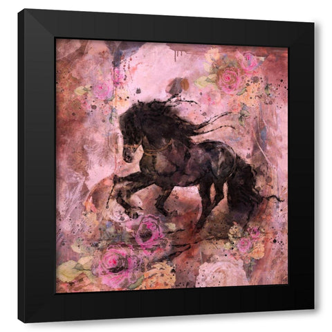 Gallop Pink Black Modern Wood Framed Art Print with Double Matting by Wiley, Marta