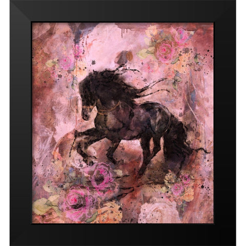 Gallop Pink Black Modern Wood Framed Art Print by Wiley, Marta