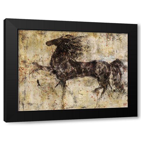 Horse And Crackle Black Modern Wood Framed Art Print by Wiley, Marta