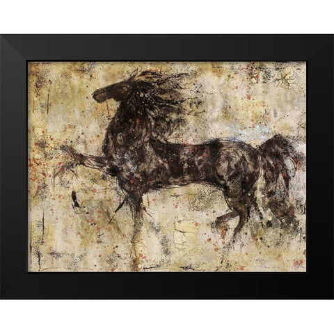Horse And Crackle Black Modern Wood Framed Art Print by Wiley, Marta