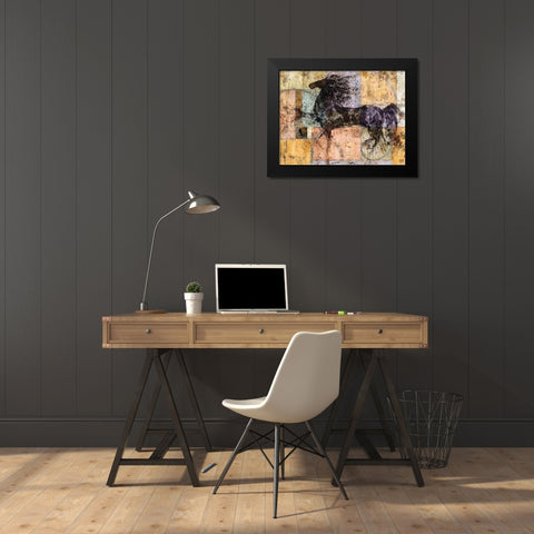 Horse And Squares Black Modern Wood Framed Art Print by Wiley, Marta