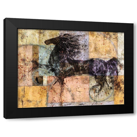 Horse And Squares Black Modern Wood Framed Art Print with Double Matting by Wiley, Marta