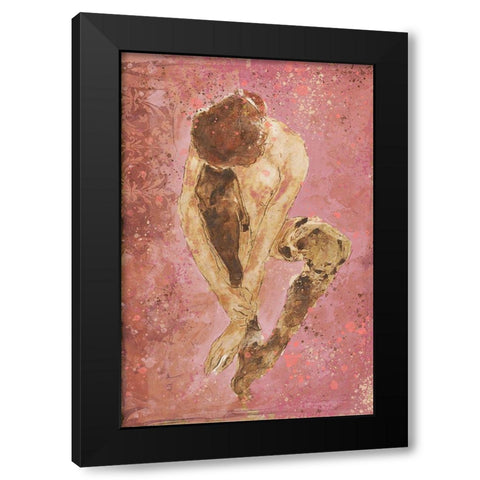 Pink Repose Black Modern Wood Framed Art Print with Double Matting by Wiley, Marta
