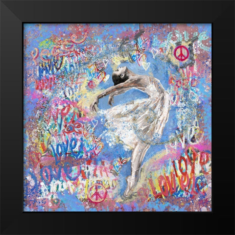 Graffiti Ballerina Black Modern Wood Framed Art Print by Wiley, Marta