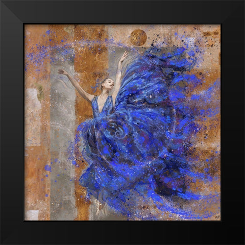 Fibonacci Blue Ballerina Black Modern Wood Framed Art Print by Wiley, Marta