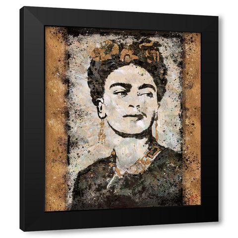 Frida Kahlo Black Modern Wood Framed Art Print by Wiley, Marta