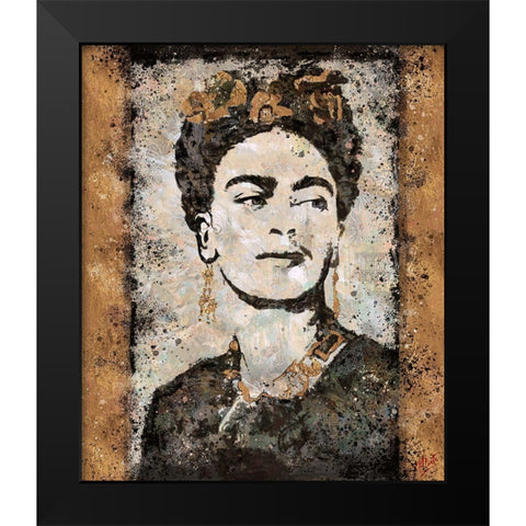 Frida Kahlo Black Modern Wood Framed Art Print by Wiley, Marta