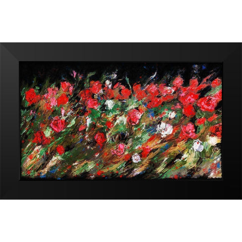 Red Rose Floral Black Modern Wood Framed Art Print by Wiley, Marta